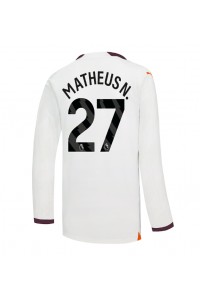 Manchester City Matheus Nunes #27 Jalkapallovaatteet Vieraspaita 2023-24 Pitkähihainen